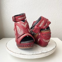 Lane Boots LEXINGTON Womens Red Wedges 7.5 Western Sandals Cowgirl Woode... - $158.40