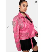 NWOT Azalea Wang Hot Pink Vegan Leather Studded Moto Jacket Plus 3x SOFI... - €193,92 EUR