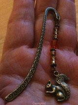 Handmade Antique Bronze Bookmark Beaded with Dangling 3D 2 sided Squirre... - $9.99