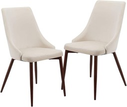 Canglong Upholstered High Back Metal Legs For Kitchen, Dining, Living,, Beige. - £175.80 GBP