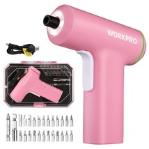 WORKPRO Pink Electric Cordless Screwdriver Set, 4V USB Rechargeable Lith... - £37.75 GBP