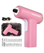 WORKPRO Pink Electric Cordless Screwdriver Set, 4V USB Rechargeable Lith... - £37.70 GBP