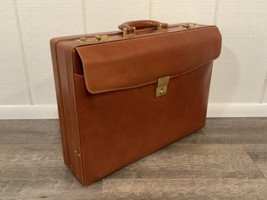 Vintage Hard Side Briefcase 18” Cognac Brown Leather Henry’s London Expandable - $266.31