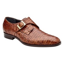 Belvedere Shoes Genuine Caiman Crocodile Monk Strap R99 Angelo Walnut image 4
