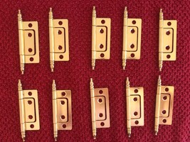 ~Brass Plated~Non-mortise Hinges, Finial Tips  (10 Hinge Lot)  2&quot; W/ screws - $22.98