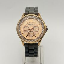 Style &amp; Co Rose Gold Crystals  Gray Silicon Band 37mm Women’s Watch Working - $17.46