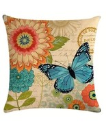 Handcrafted ~ European ~ Retro ~ Butterfly &amp; Floral ~ 17.7&quot; Pillow Cover... - $38.36 CAD