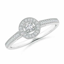 ANGARA 2.5mm Natural Diamond Halo Ring with Milgrain Detailing in Silver - £308.75 GBP+