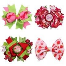NEW Girls Strawberry Hair Bow Clips - £4.30 GBP+
