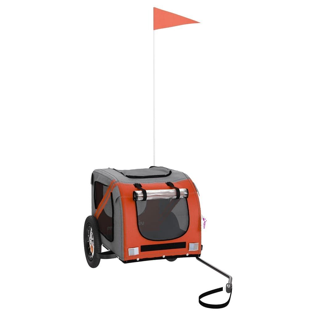 vidaXL Pet Bike Trailer Orange and Grey Oxford fabric, Iron, PVC - $174.05