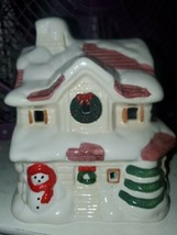 Vintage 1992 Christmas House With Burgandy Roof Planter - £8.70 GBP