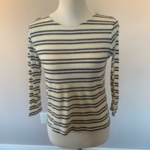 APC Ecru &amp; Blue Stripes Cotton Blend Fine Knit Sweater SZ S EUC - £27.70 GBP