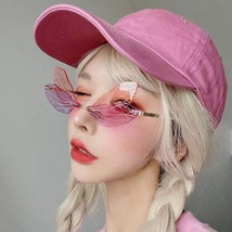 Rimless Dragonfly Fairy Wings Sunglasses, Funny Glasses, Cosplay Costume - £13.61 GBP