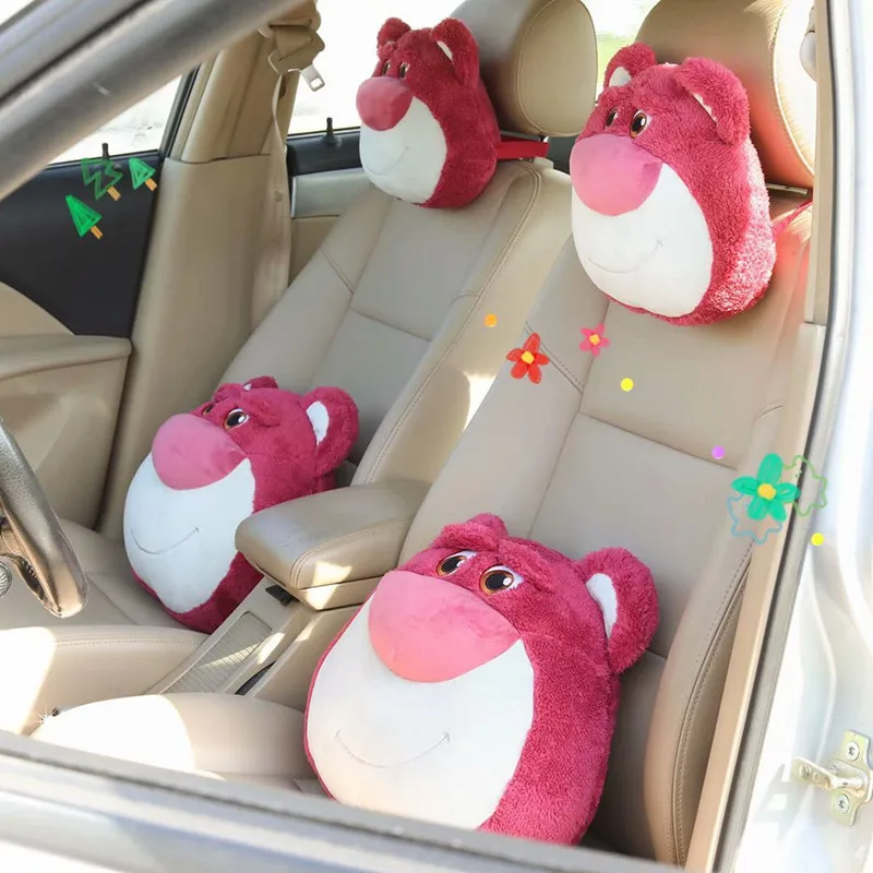 Cartoon cute strawberry bear car headrest car neck pillow pillow cushion car - £17.95 GBP+