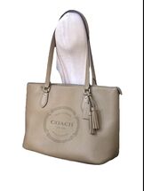 Coach Beige Pebbled Leather Large Carryall Tassels Fob Tote Bag Hangtag ... - $138.31 CAD