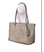 Coach Beige Pebbled Leather Large Carryall Tassels Fob Tote Bag Hangtag ... - $138.31 CAD
