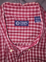 Ralph Lauren Chaps Mens XL Shirt Long Sleeve Button-Down Red Plaid 100% ... - £12.42 GBP