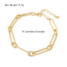 New Gorgeous Gold Color Circle Rectangle Linked Bracelet For Women Girl Unisex E - £9.75 GBP