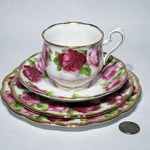 Royal Albert Old English Rose Hampton Footed Tea Cup Saucer Dessert Bread Plates - £45.11 GBP