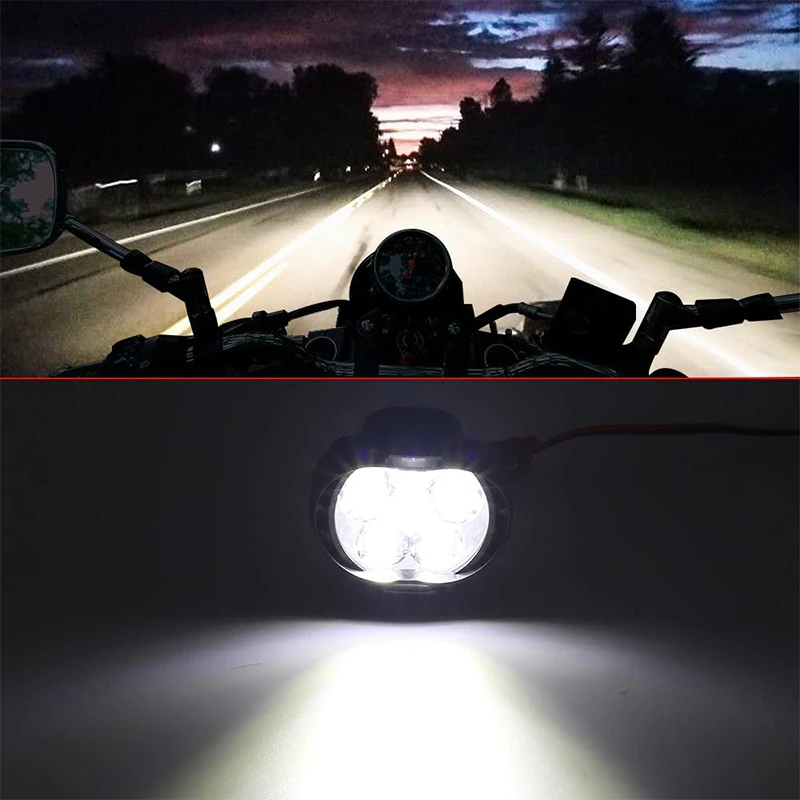 Sporting 2Pcs 12V 6 LED Motorcycle Headlights White Super Bright LED Working Fro - £23.55 GBP