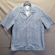 LL Bean Button Up Shirt Mens Sz M Reg Blue Short Sleeve 300229 Wood Buttons - £11.06 GBP