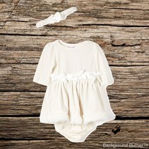NWT Nannette Baby Girls White Velour Dress &amp; Headand Christmas Set 24 Months - £8.64 GBP