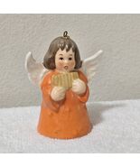 Vintage Goebel Orange Angel Bell Ornament 1983 Holding Reed Pipes West G... - $310.41 MXN