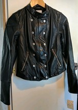 We The Free People New Dawn Jacket faux Leather black moto military zip XS - $63.90