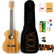 30 Inch Satin Zebrawood Acoustic Electric Ukulele With Truss Rod with EQ - £94.38 GBP