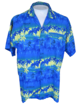 RIMA men Hawaiian ALOHA shirt L p2p 25.5 terivoile Afro Caribbean dancers blue - £19.54 GBP
