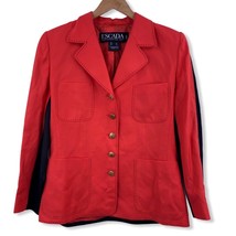Escada Red Black Paneled Contrast Stitch Jacket Size 38 - £47.33 GBP