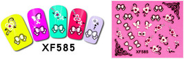 Nail Art 3D Stickers Stones Design Decoration Tips Heart White Black XF585 - £2.30 GBP