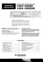 Pioneer VSX-3300 Receiver Owners Manual - $22.24