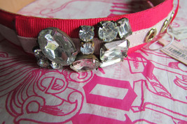 Juicy Couture Hair Headband Cluster Gemstone Striped U Band Vachetta Leather New - £51.28 GBP