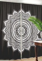 Traditional Jaipur Black and White Floral Mandala Curtain Boho Window Treatment  - £18.19 GBP