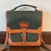 Vtg Dooney &amp; Bourke Surrey All Weather Leather Pebbled Deep Green Crossb... - $69.59