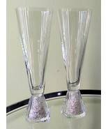 Set of (2) OLEG CASSINI Glitter Champagne Wedding Flutes w/ Clear Diamonds - £19.18 GBP
