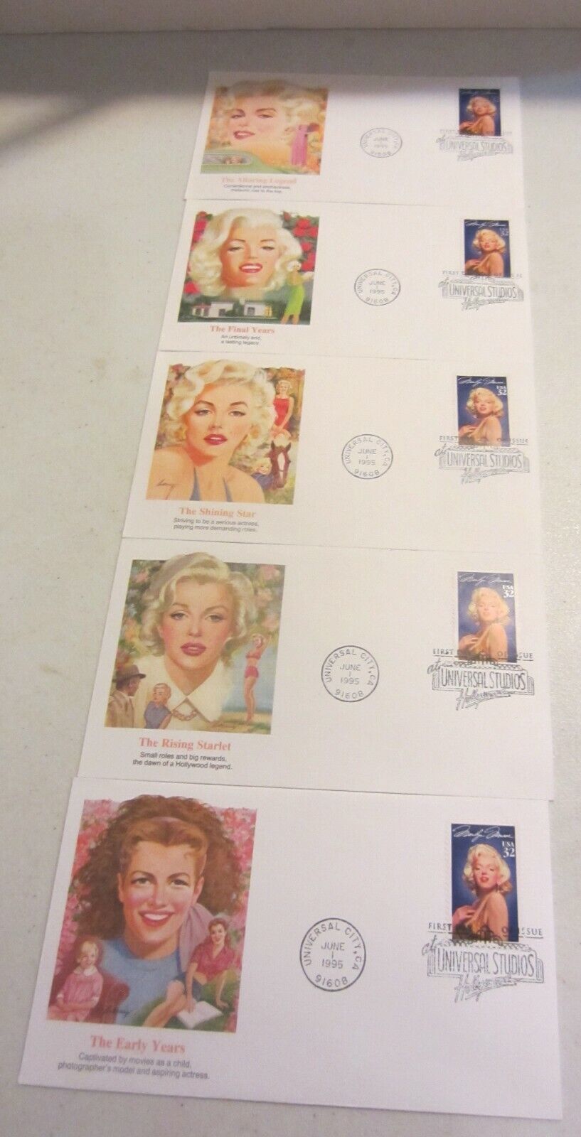 Primary image for Marilyn Monroe Stamp 1995 Universal Studios First Day Of Issue x 5