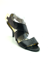 MICHAEL KORS Womens Shoes Size 10M Brown Embossed Leather Heels Sandals  - £35.54 GBP