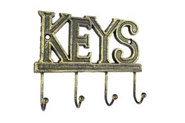 [Pack Of 2] Rustic Gold Cast Iron Keys Hooks 8&quot; - £37.53 GBP