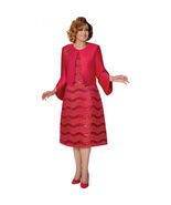 DCC  Fuchsia Wave Red Sequin Lace Dress   with Satin Bell Sleeve Bolero ... - €129,69 EUR