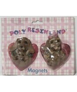 Ceramic World Poly Resin Land Dog Magnets Heart Shaped Vintage 1999 Bran... - $7.99