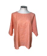 Chico’s Linen Blend Coral Button Short Sleeve Popover Top Size 2(US 12) NWT - $36.12