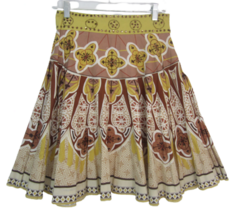 Lili Global Little Blue bird Full Circle print Skirt beaded sz S tribal cotton  - £13.32 GBP