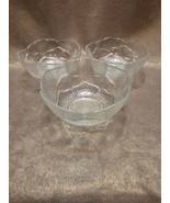 Set Of 3 Vintage Cabbage Leaf-Patterned Clear Glass Bowls 5.5&quot; Diameter - $19.30