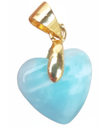 natural  blue HEART LARIMAR carved Gemstone pendant (lh-30) - $12.90