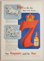 1955 Print Ad Seagram&#39;s Seven 7 Crown Blended Whiskey Taurus &amp; Gemini - $12.13