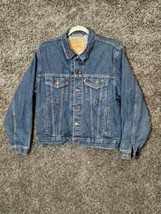 Vintage Levis Denim Trucker Jacket Adult 42 Blue 70506 Button Up Casual - $55.72