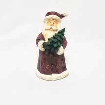 Wonder Santa Holding Christmas Tree Figurine Young&#39;s China Christmas 3&quot; Resin - £13.75 GBP