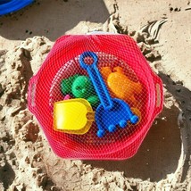 6 Pc Beach Toy Set Sand Sifter, Shovel, Rake, Turtle, Starfish, Crab - £3.38 GBP